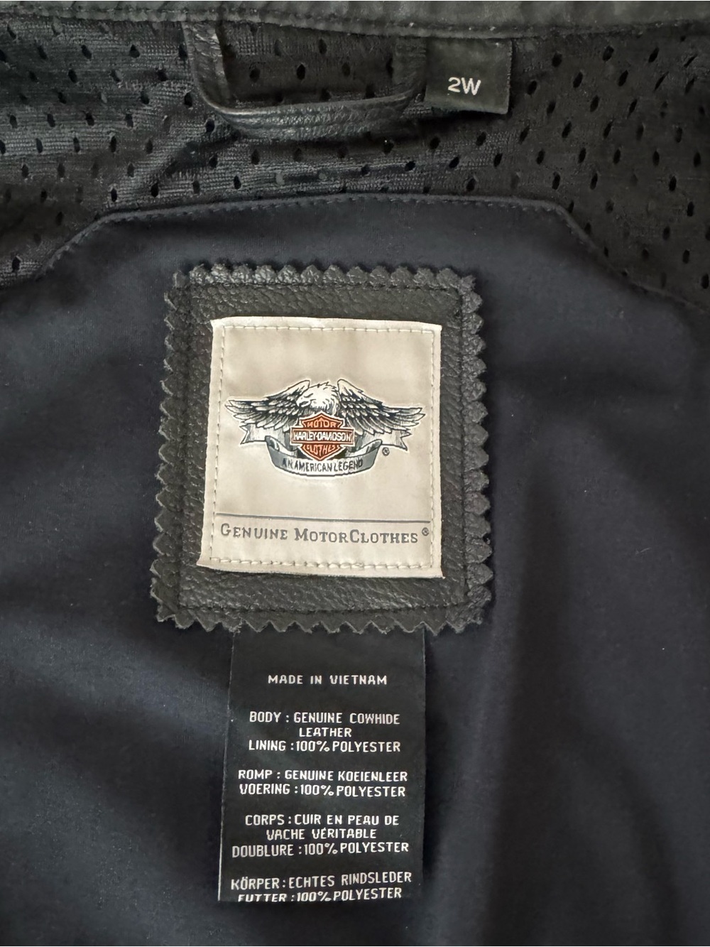 Harley-Davidson Black Leather Jacket with Orange and White Accents - Picture 13 of 16